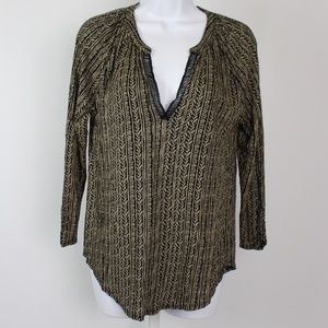 Lucky Brand long sleeve popover shirt black tan